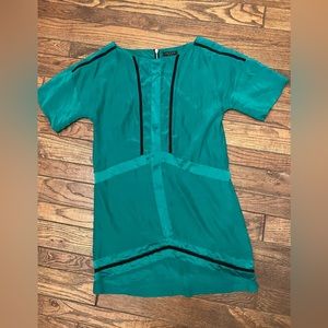 rag & bone beautiful silk emerald dress black lattice exposed zipper on back